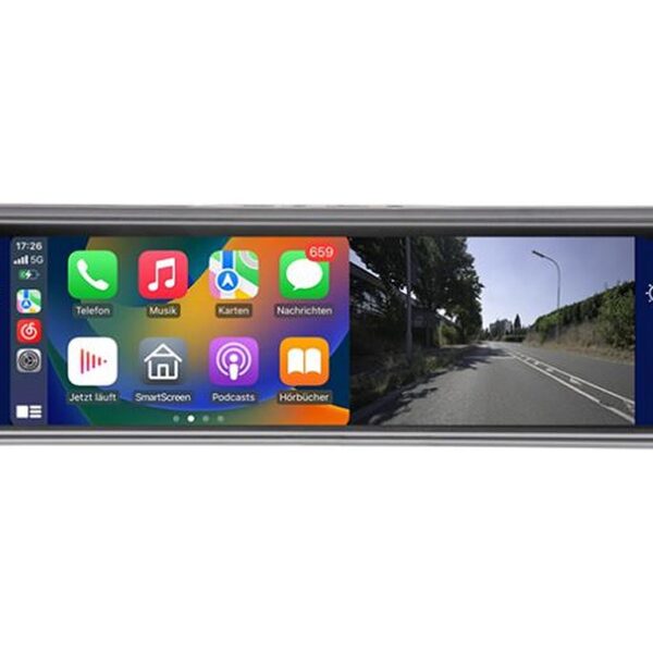 Apple CarPlay Spiegelmonitor 22.9cm 9 mit AHD Dual-Dashcam - RFK-Funktion
