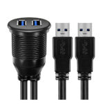 Doppel-USB-A Einbaubuchse mit 60cm Kabel – Bild 3