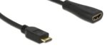 Mini HDMI auf HDMI Kabel mit vergoldeten Kontakten - Schwarz