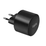 Dual-USB-Schnellladeadapter, 1x USB-C (PD), 1x USB-A (QC), 20 W, rund, schwarz – Bild 3