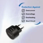 Dual-USB-Schnellade-Steckdosenadapter, 2x USB-A, 10,5 W, rund, schwarz – Bild 5