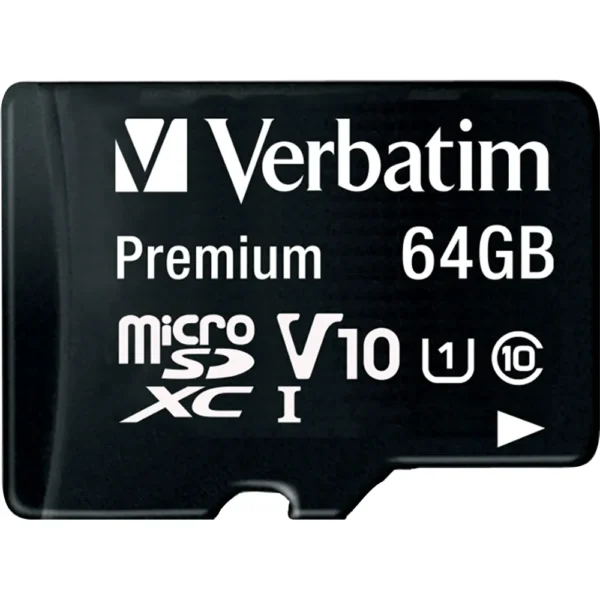 Micro SDHC Card Verbatim, 64GB Speicherkapazität, inkl. Adapter, Class 10