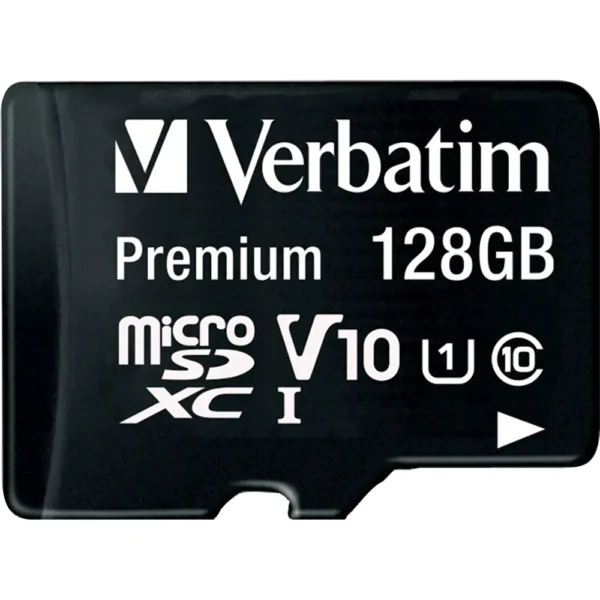 Micro SDHC Card Verbatim, 128GB Speicherkapazität, inkl. Adapter, Class 10