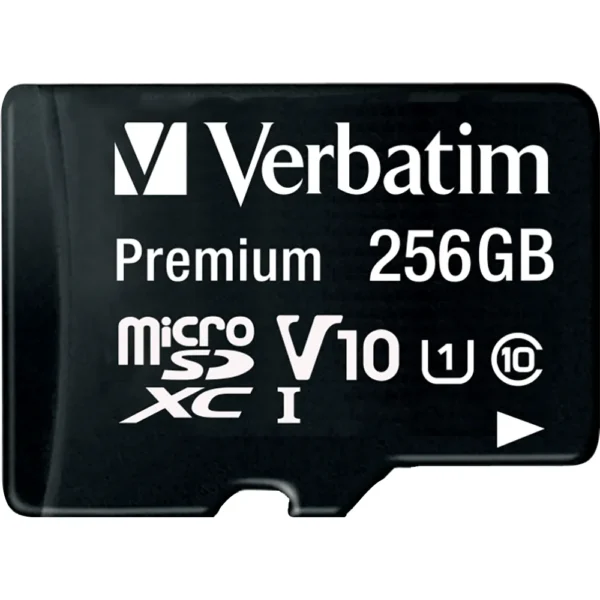 Micro SDHC Card Verbatim, 256GB Speicherkapazität, inkl. Adapter, Class 10