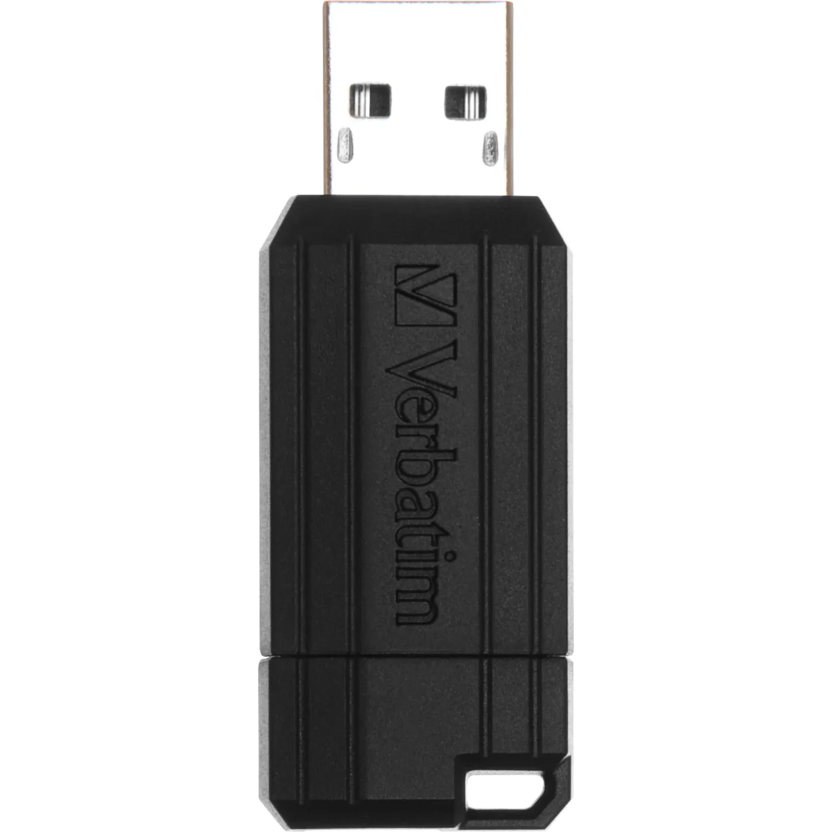 USB 2.0 Stick Verbatim, 128GB Speicher, PinStripe, Schiebemechanismus – Bild 2