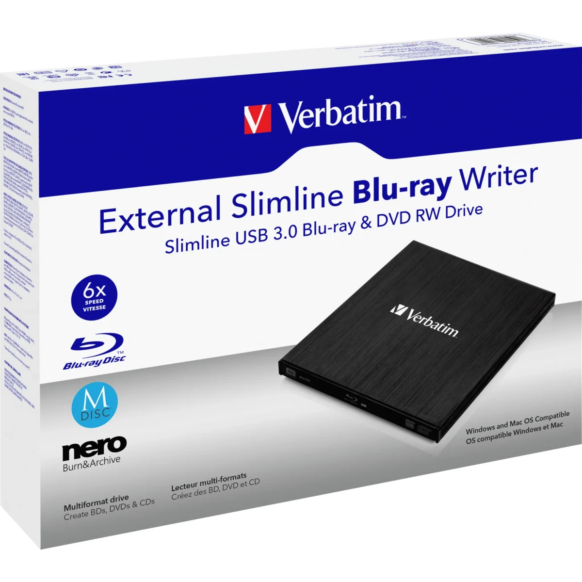 Externer Blu-Ray Recorder Verbatim, Slimline, USB 3.0, inkl. 25GB Disk – Bild 2