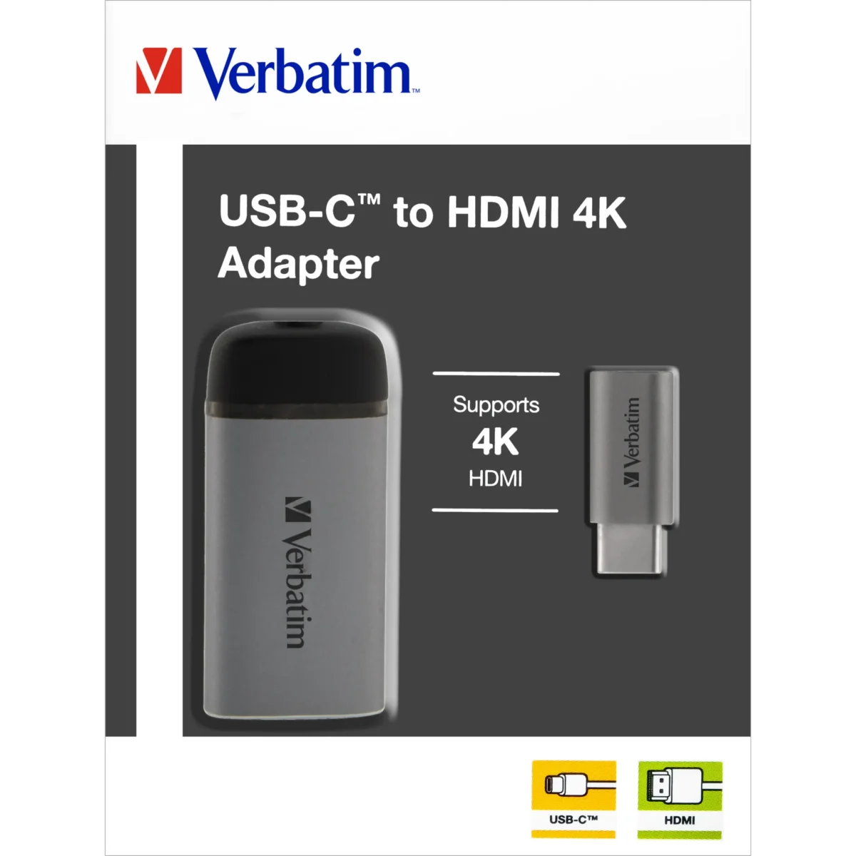 Adapter USB-C auf HDMI 4K von Verbatim, 10cm Kabel, Aluminiumgehäuse – Bild 2