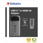 Adapter USB-C auf HDMI 4K von Verbatim, 10cm Kabel, Aluminiumgehäuse – Bild 2