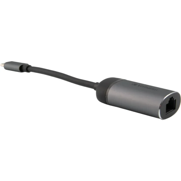 Adapter USB-C auf RJ45 Gigabit von Verbatim, 10cm Kabel, Aluminiumgehäuse