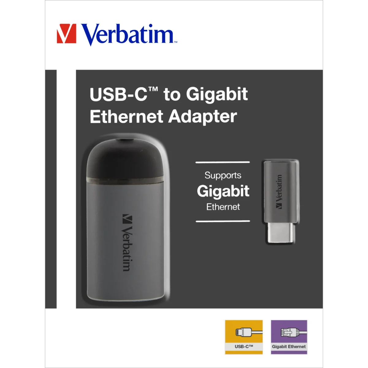 Adapter USB-C auf RJ45 Gigabit von Verbatim, 10cm Kabel, Aluminiumgehäuse – Bild 2
