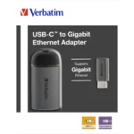 Adapter USB-C auf RJ45 Gigabit von Verbatim, 10cm Kabel, Aluminiumgehäuse – Bild 2