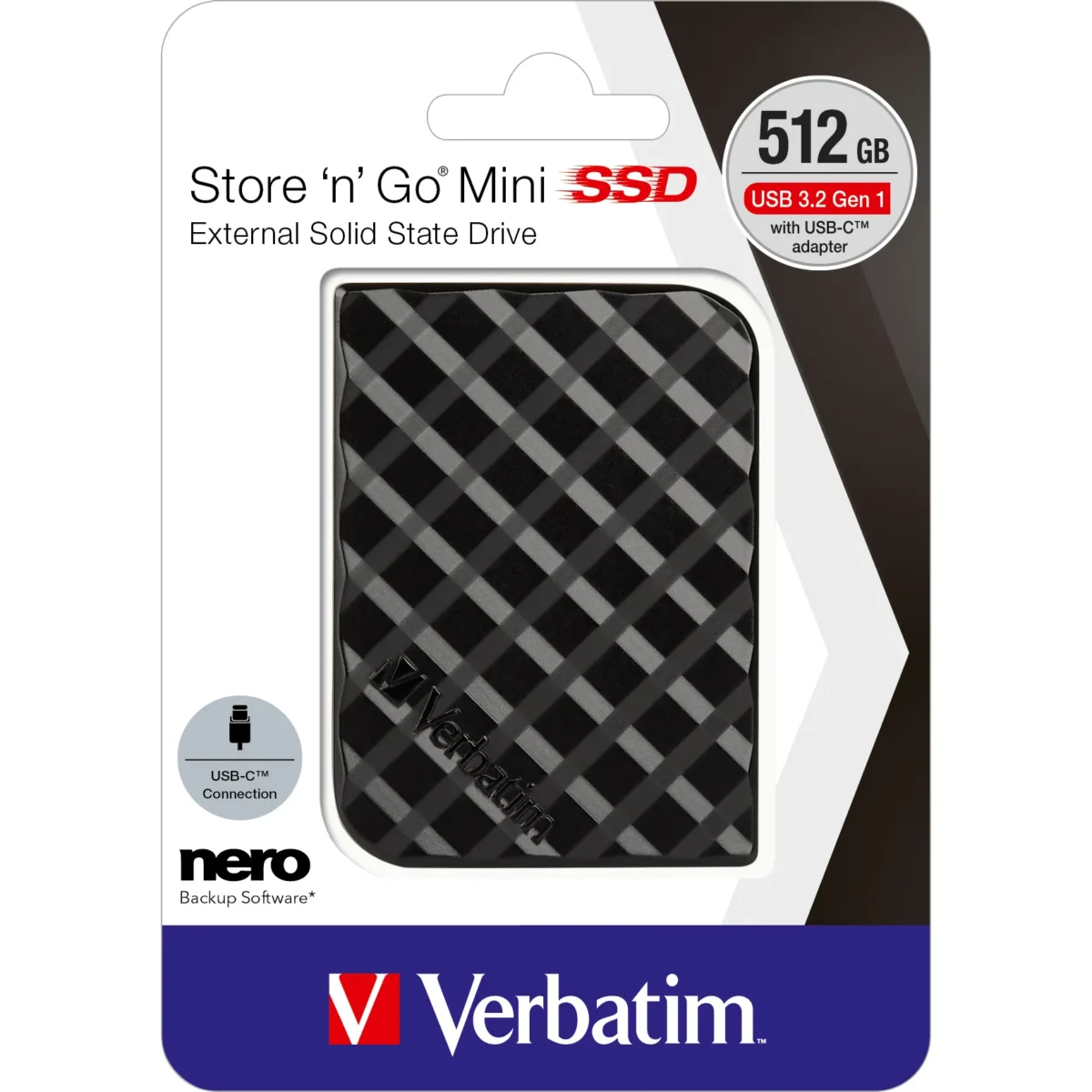 SSD 512GB Verbatim, USB 3.2, Typ A-C, Store 'n' Go Mini, (R) 450MB/s,(W) 420MB/s – Bild 2