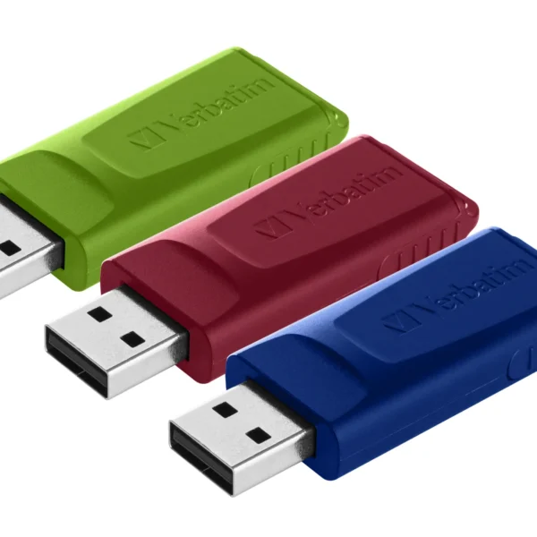 USB 2.0 Stick Verbatim, 16GB, Slider, rot-blau-grün, Multipack, 3er-Pack