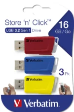 USB 3.2 Stick Verbatim "Store 'n' Click", 16GB, rot-blau-gelb, Typ-A, 3er-Pack – Bild 5