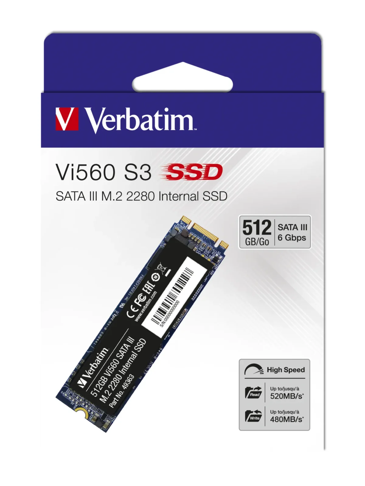 SSD 512GB Verbatim, SATA-III, M.2 2280, Vi560 S3 – Bild 2