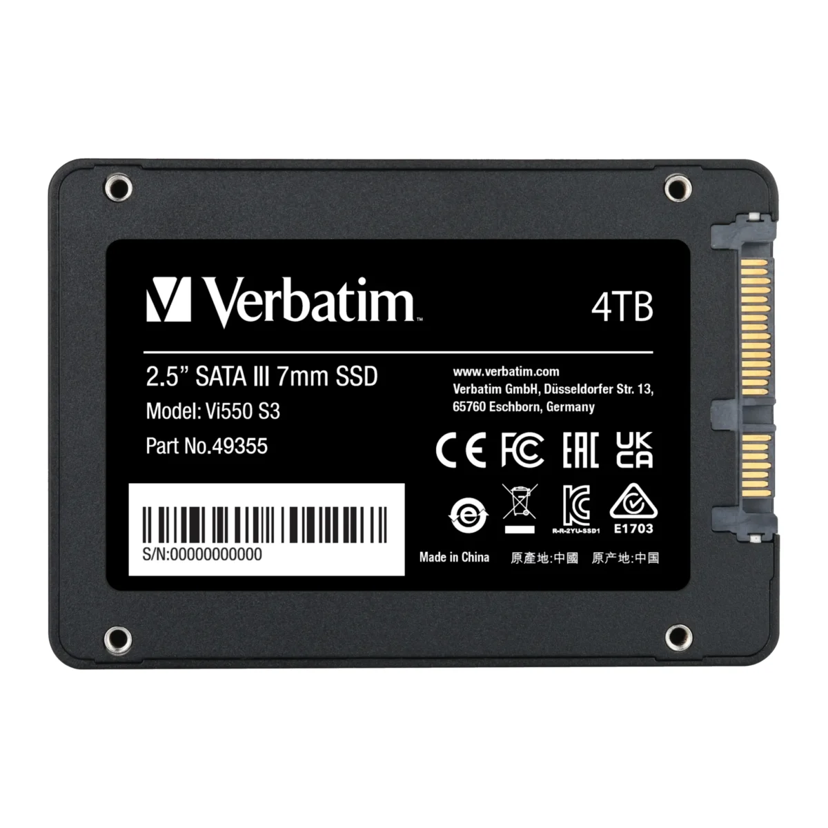 SSD 4TB Verbatim, SATA-III, 6,35cm (2,5"), Vi550 – Bild 3