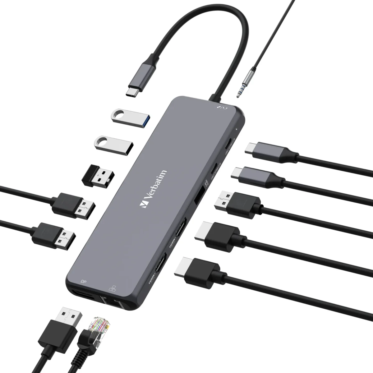 USB-C Pro 8-Port Multiport-Hub CMH-13, Verbatim, USB 3.1-C Kabel – Bild 6