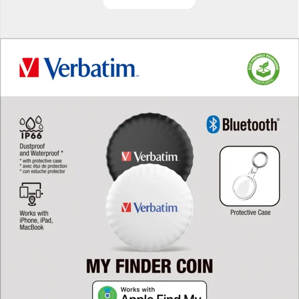Bluetooth Tracker Verbatim My Finder "MYFC-02BW" für Apple "Wo ist?", 2er-Pack