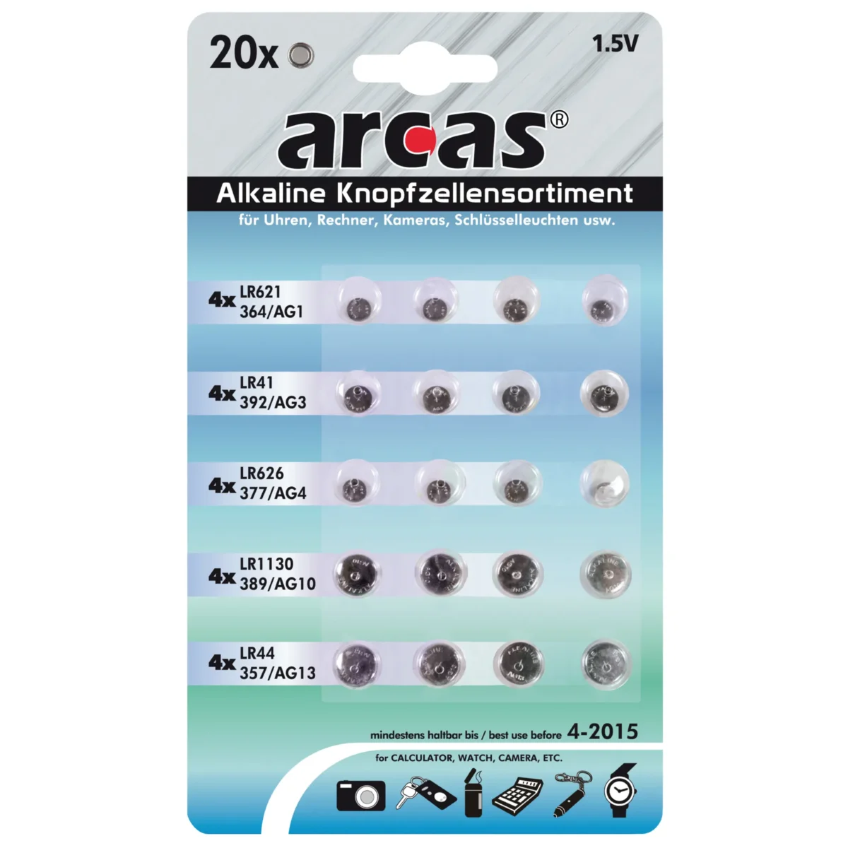 Knopfzellen-Sortiment Alkaline, 20-teilig – Bild 1