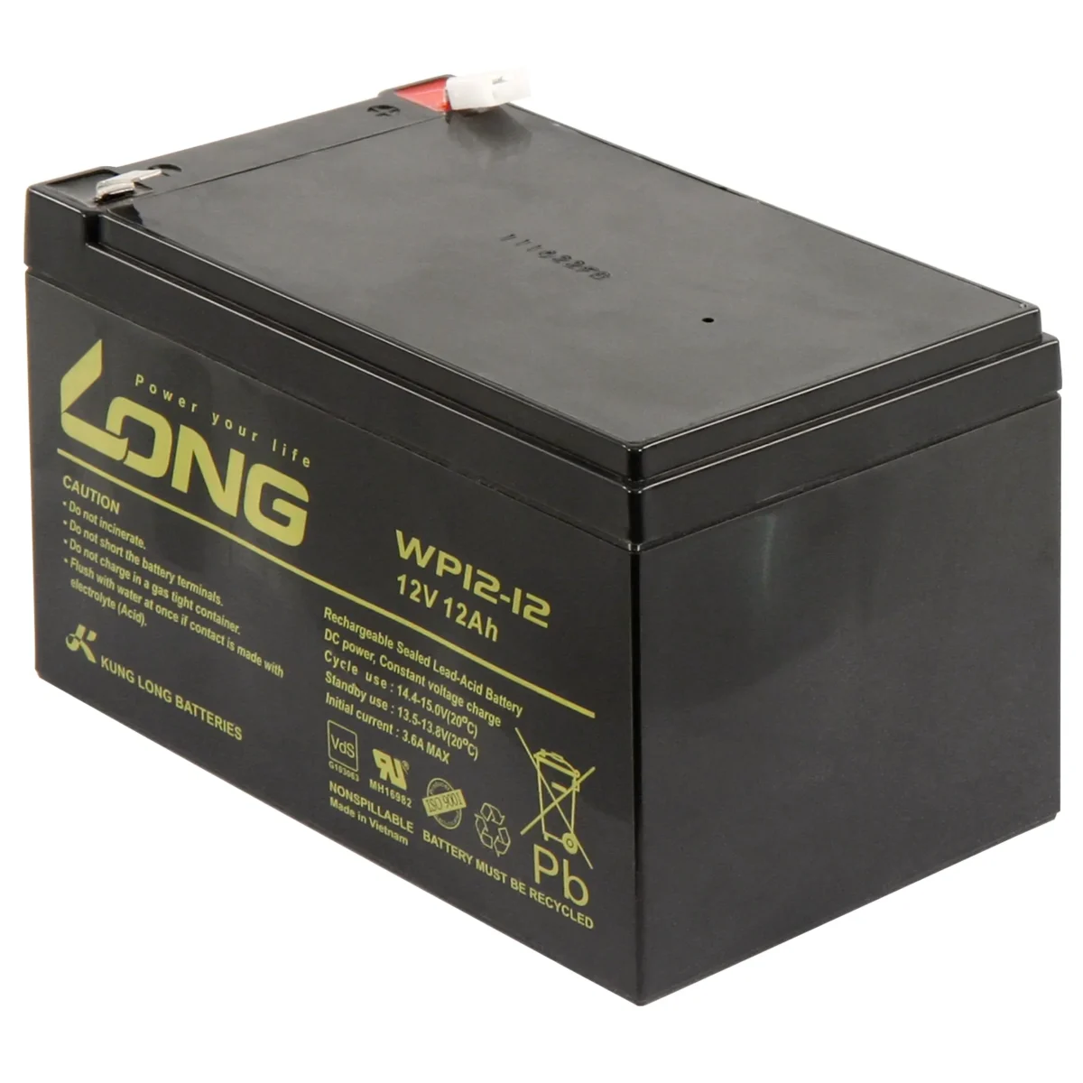 Bleiakku KUNG LONG "WP12-12" 12V/12 Ah, VdS, 151x99x100 mm, 4,27 kg – Bild 1