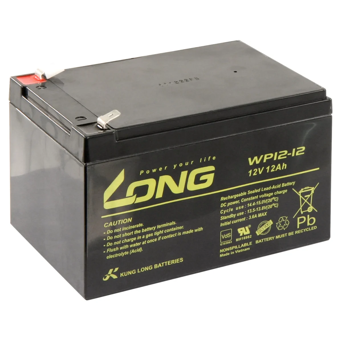 Bleiakku KUNG LONG "WP12-12" 12V/12 Ah, VdS, 151x99x100 mm, 4,27 kg – Bild 2