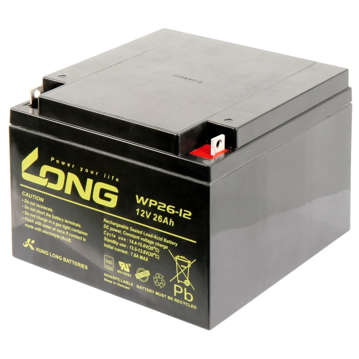 Bleiakku KUNG LONG "WP26-12" 12V/26Ah, VdS, 166x175x125mm, 9,53kg – Bild 1