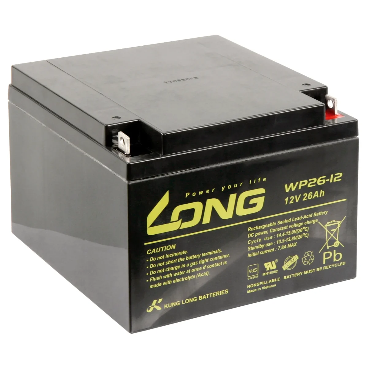 Bleiakku KUNG LONG "WP26-12" 12V/26Ah, VdS, 166x175x125mm, 9,53kg – Bild 2