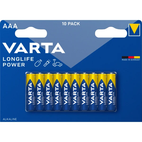 Micro-Batterie VARTA "Longlife Power", Alkalinen 1,5V, Typ AAA, LR03, 10er-Blister