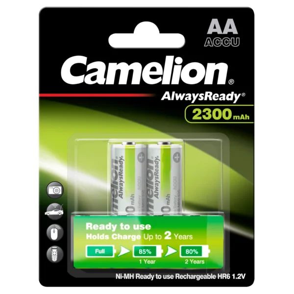 Mignon-Akku CAMELION "AlwaysReady" NiMH, 2300mAh, Typ AA, 2er-Blister