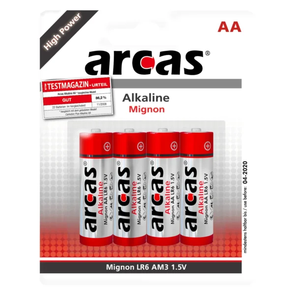 Mignon-Batterie Alkaline 1,5V, Typ AA/LR6, 4er-Pack