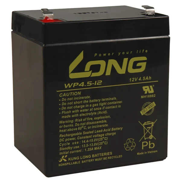 Bleiakku KUNG LONG "WP4,5-12" 12V/4,5Ah, 90x70x107mm, 1,62kg