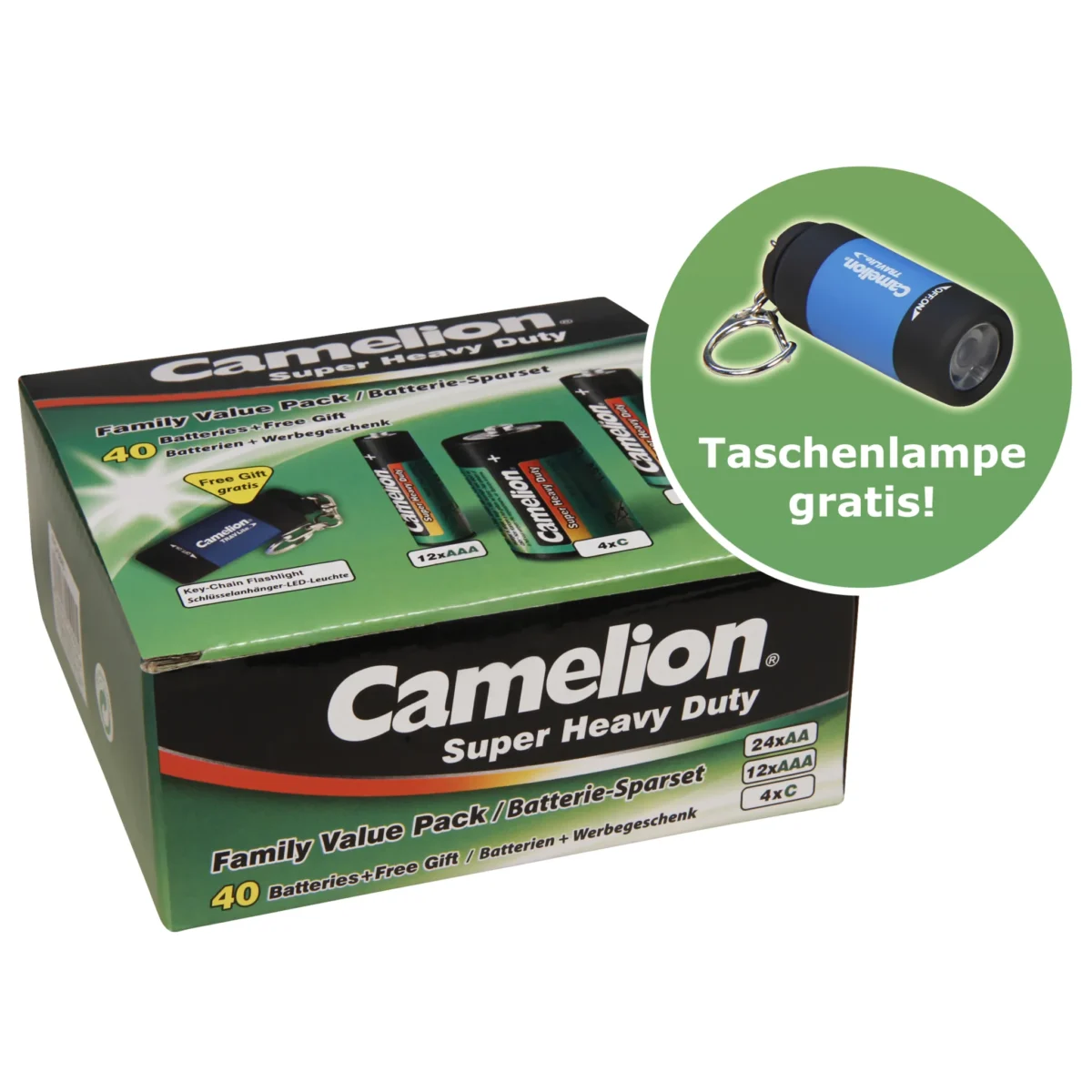 CAMELION Super Heavy Duty Set 40-tlg, 24xAA Mignon, 12xAAA Micro, 4xC Baby – Bild 1