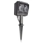 Gartensteckdose McPower, 2-fach, IP44, mit Erdspieß, 3m Kabel