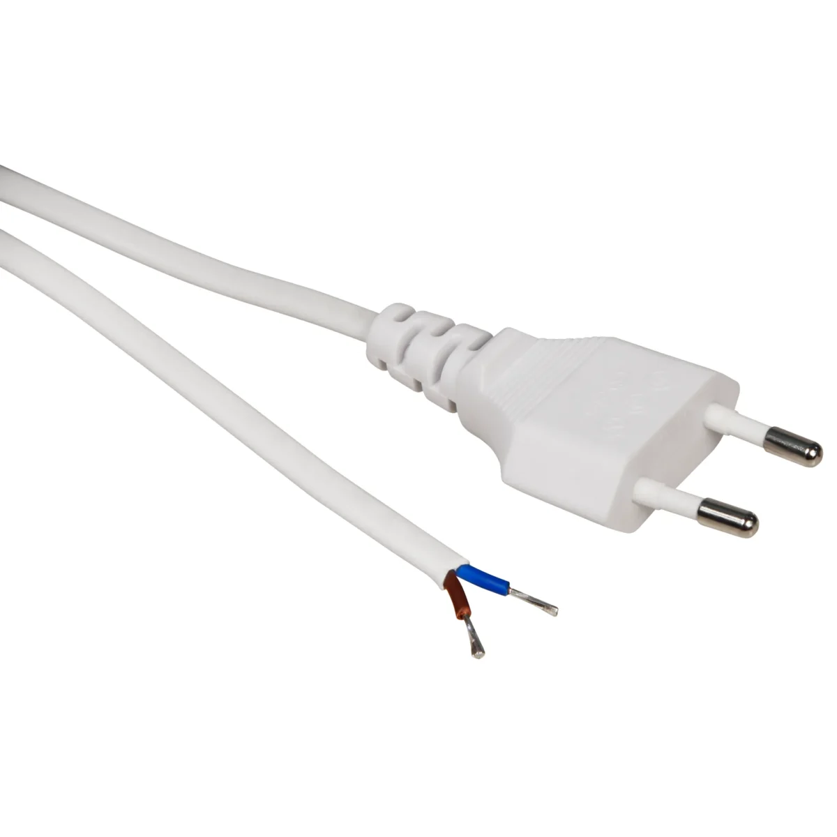 Euro-Netzkabel McPower mit Schnurschalter und blanken Enden, 2m, weiß – Bild 2