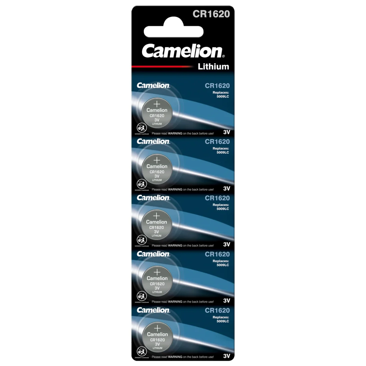 Knopfzelle CAMELION, CR1620 3,0V, Lithium, 5er-Blister – Bild 1