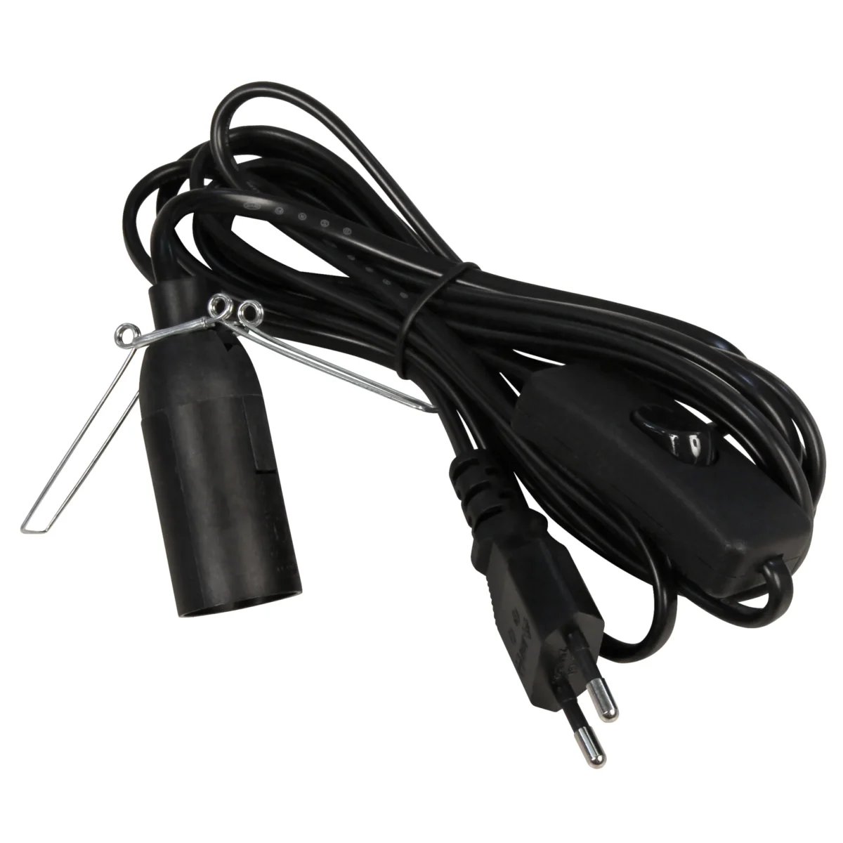 Euro-Netzkabel McPower mit Schnurschalter und E14 Fassung, 3,5m, schwarz – Bild 4