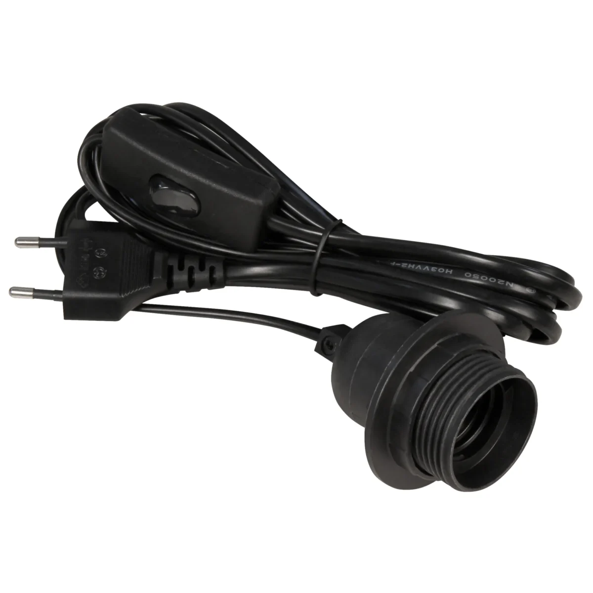 Euro-Netzkabel McPower mit Schnurschalter und E27 Fassung, 3,5m, schwarz – Bild 4