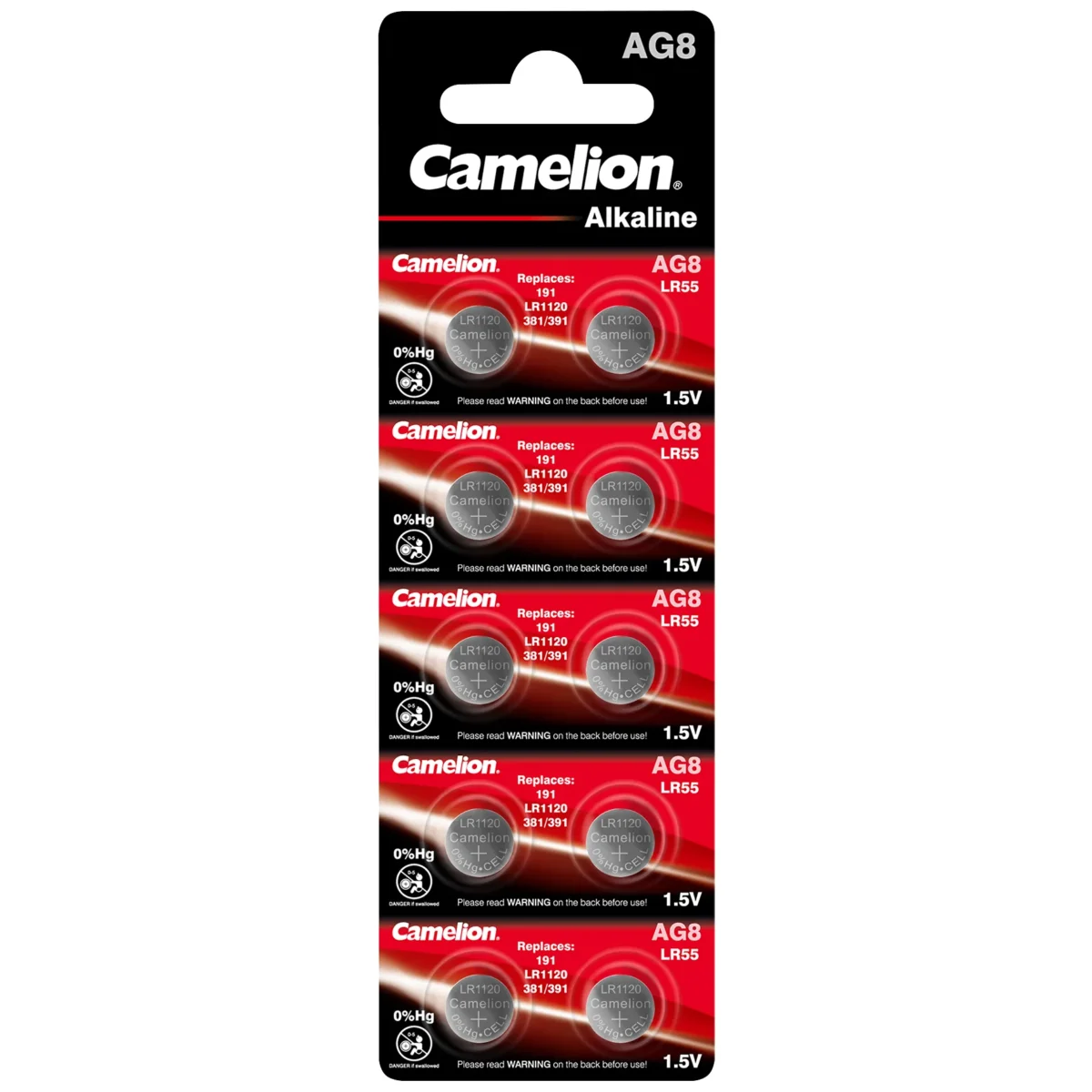 Knopfzelle CAMELION, AG8, 1,5V, Alkaline, 10er-Blister – Bild 1