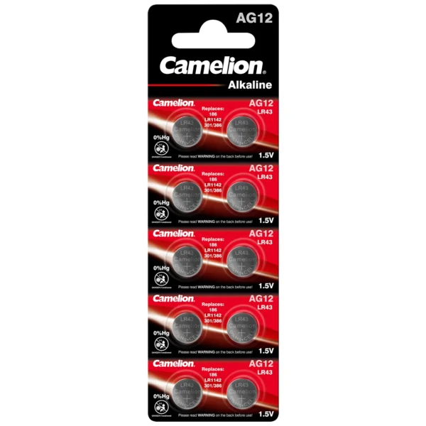 Knopfzelle CAMELION, AG12, 1,5V, Alkaline, 10er-Blister