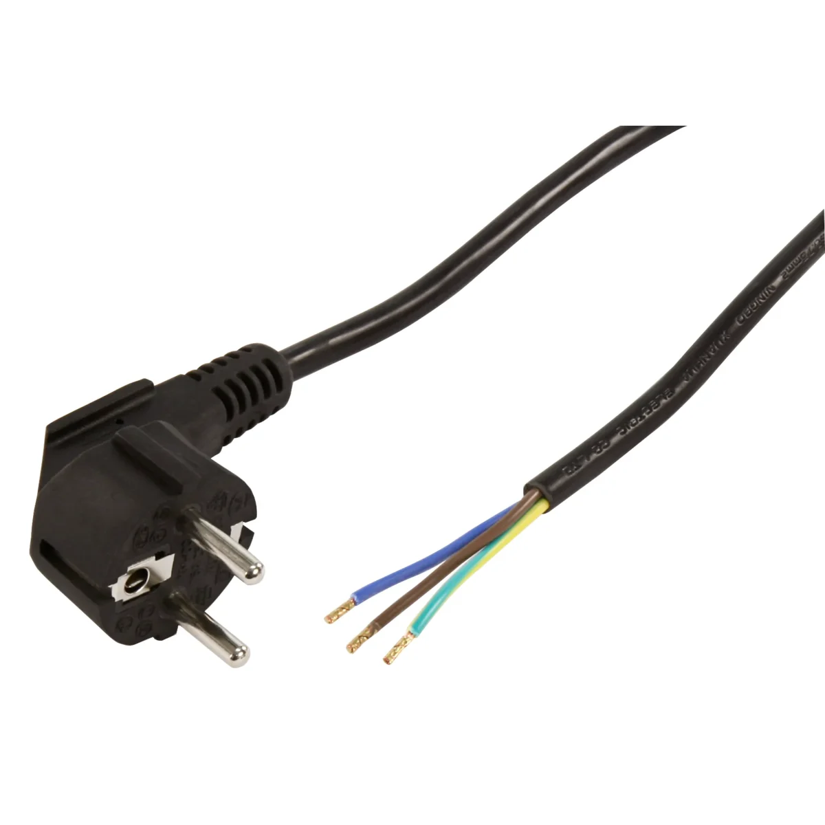 Schutzkontakt Netzkabel McPower mit blanken Enden, 3x 0,75mm², 5m, schwarz – Bild 1