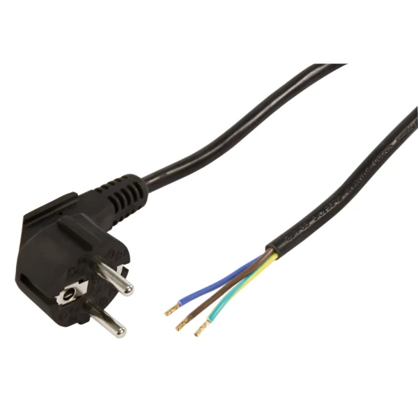 Schutzkontakt Netzkabel McPower mit blanken Enden, 3x 0,75mm², 5m, schwarz