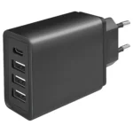 USB Ladegerät, 230V Netzteil, 3xUSB-A 5V/3A,1xUSB-C 5V/2,4A, 27W,