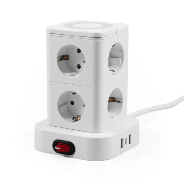 Steckdosenturm McPower "ST-08" 8 Steckdosen, 2x USB-A + 1x USB-C, 1,4m Kabel