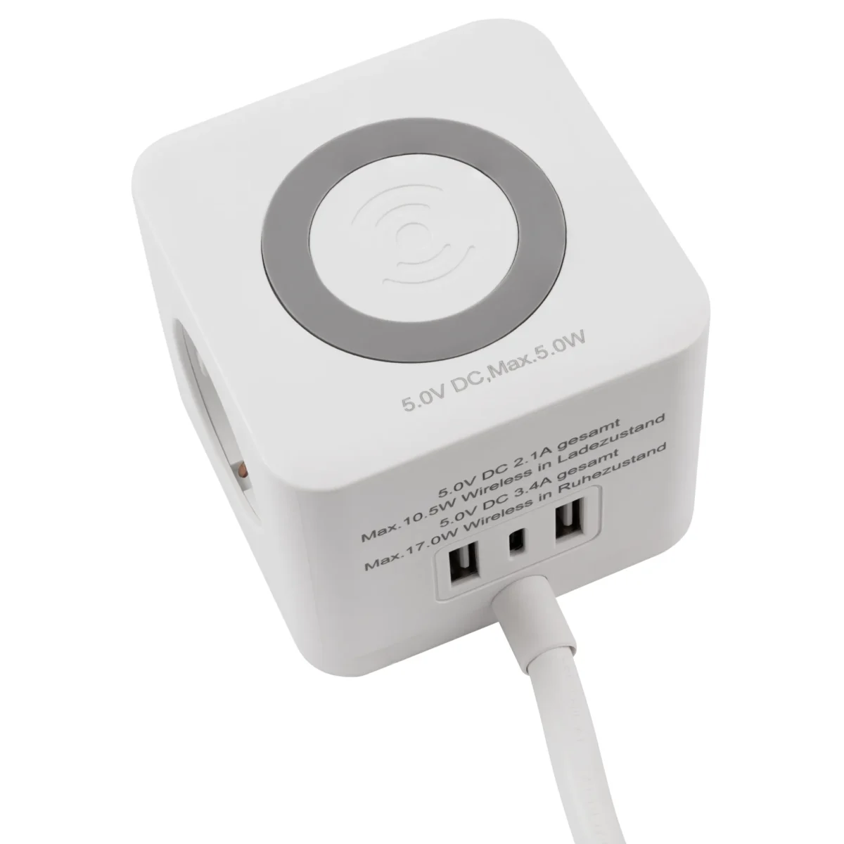 Tischsteckdose McPower "BW-03" 3x Steckdose, 2xUSB-A, 1xUSB-C, QI aufladen – Bild 3