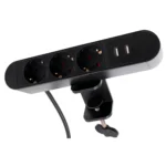 Tischsteckdose McPower "SK-03A" 3x Steckdose, 2x USB, inkl. Tischklemme, 2m Kabel