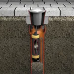Durchgangs-Erdmuffe, LxØ 190x70mm, IP68 - wasserdicht bis 1m, 230V, schwarz/gelb – Bild 2