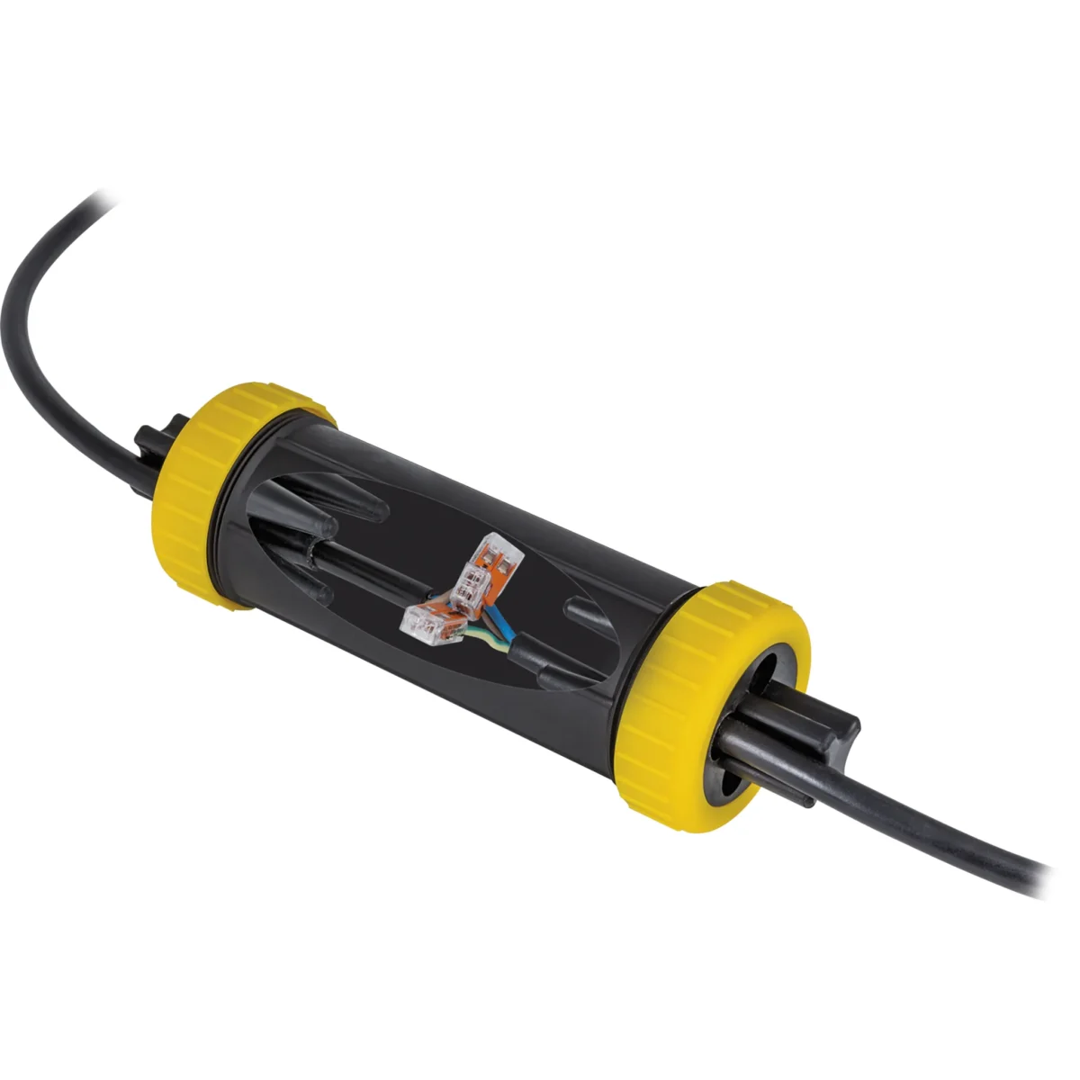 Durchgangs-Erdmuffe, LxØ 190x70mm, IP68 - wasserdicht bis 1m, 230V, schwarz/gelb – Bild 4