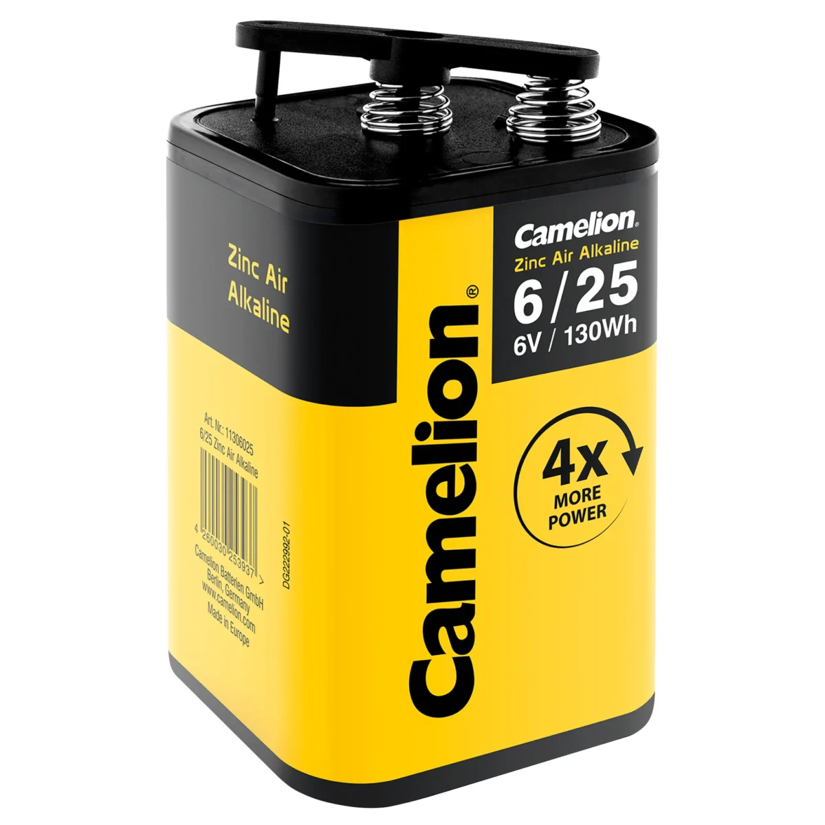 Blockbatterie Zink-Luft Batterie CAMELION, Alkaline, 6V, 4LR25, 25Ah, – Bild 1