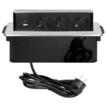 Versenkbare Tischsteckdose, 3x Schuko, 2xUSB (Typ A+C), inkl. 2m Kabel – Bild 3