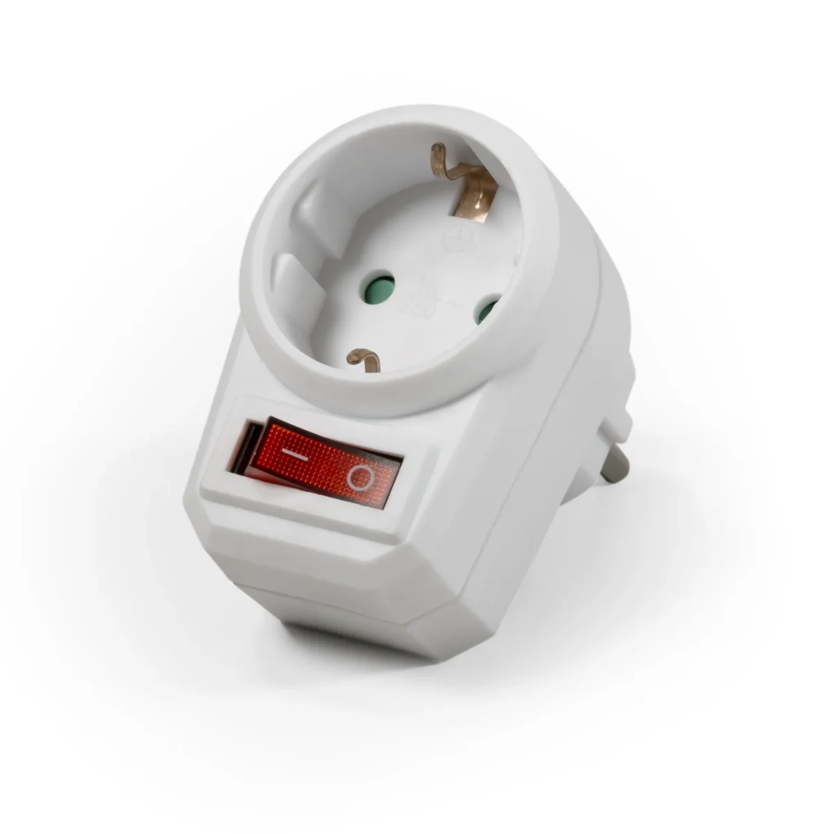 Steckdosenadapter McPower mit Schalter, 230V/3500W, 1-poliger AN/AUS Schalter – Bild 1